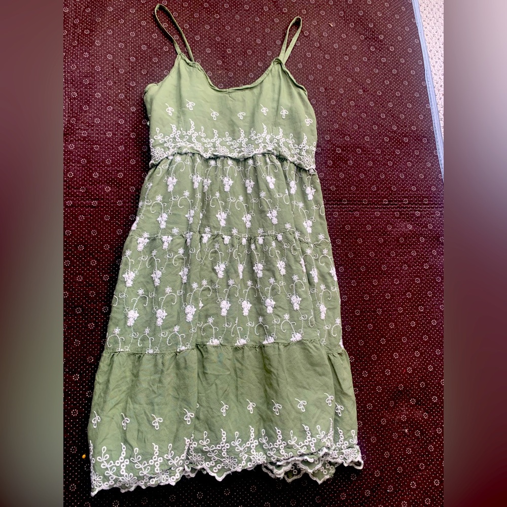 Jessica Simpson green cotton dress boho design